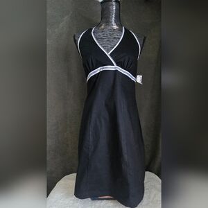 Elegant Black Dress with White Accents